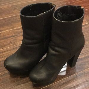 Black leather platform boots